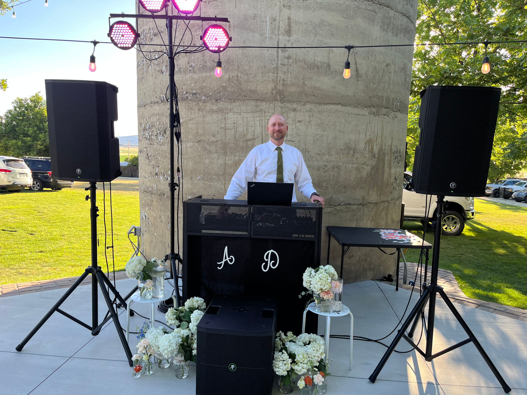 Me and my DJ setup from a beautiful outdoor summer wedding in Richmond, UT.
